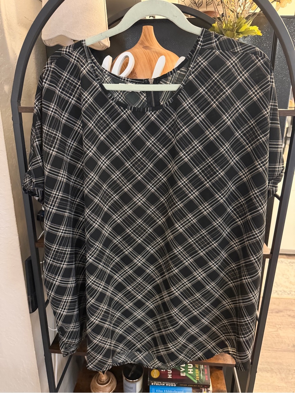 Maurices Black and White Plaid Tunic Top
